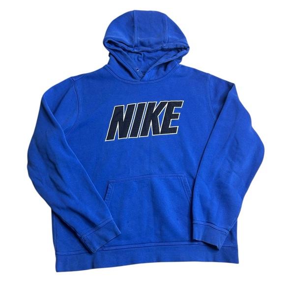 Nike Men’s Pullover Hoodie XL Blue Big Logo Spell Out Graphic Sweatshirt - Picture 1 of 4